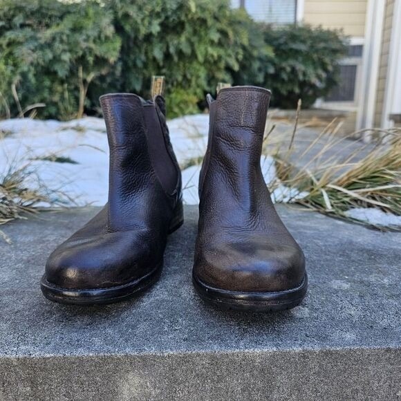 Barbour Mens 7 Evie‎ Leather Chelsea Boots Brown Lug Sole Quilted Rugged Outdoor main image 2